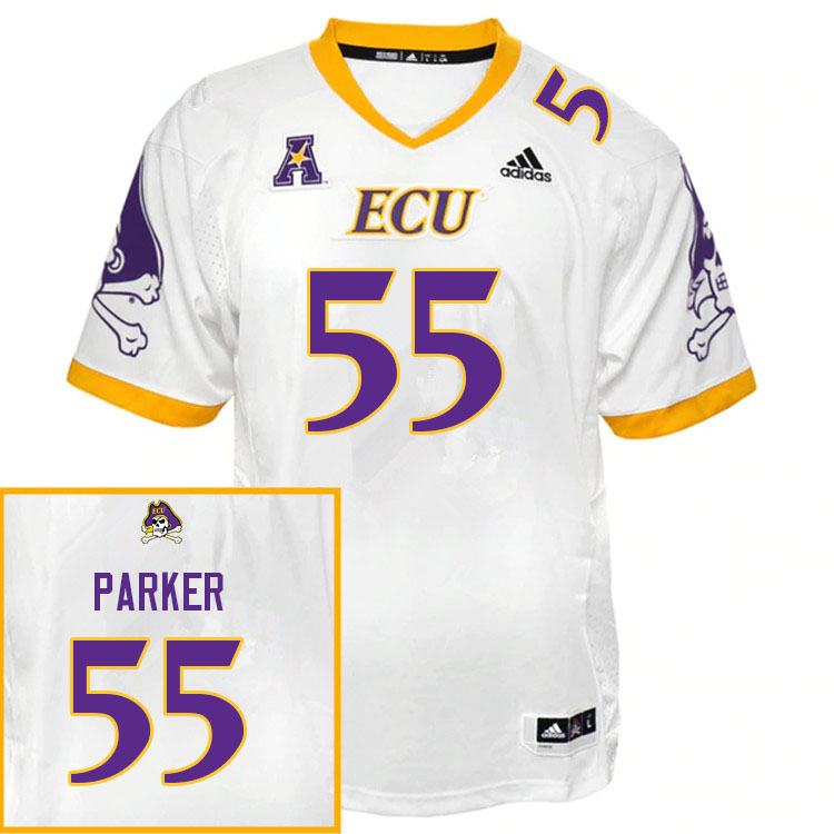 Men #55 Max Parker ECU Pirates College Football Jerseys Sale-White